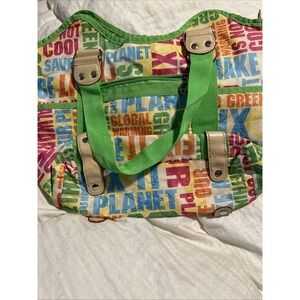 Save‎ Our Planet Global Warming Purse Bag Peace Zipper Drink Pockets